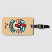 Funny Retro Chicken Butt Joke Design ラゲッジタグ (正面横)