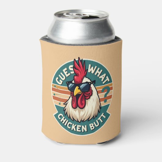 Funny Retro Chicken Butt Joke Design 缶クーラー (缶裏面)