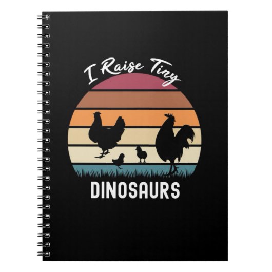 Funny Retro Chicken Gifts I Raise Tiny Dinosaurs ノートブック (正面)