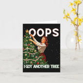 Funny Retro Christmas Oops I Got Another Tree  カード (黄色い花)