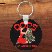 Funny Retro Christmas Oops I Got Another Tree  キーホルダー (正面)