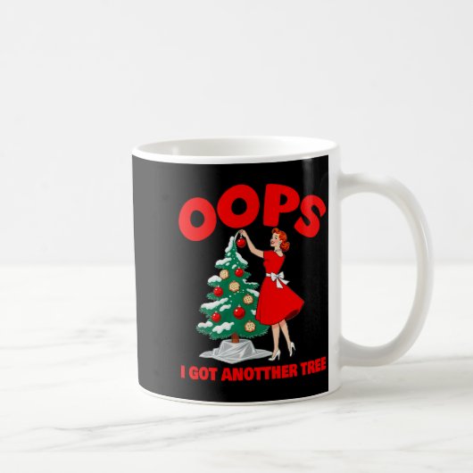 Funny Retro Christmas Oops I Got Another Tree コーヒーマグカップ (右)