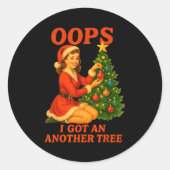 Funny Retro Christmas Oops I Got Another Tree  ラウンドシール (正面)
