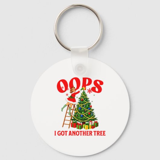 Funny Retro Christmas Oops I Got Another Tree Prem キーホルダー (正面)