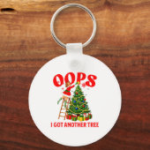 Funny Retro Christmas Oops I Got Another Tree Prem キーホルダー (正面)