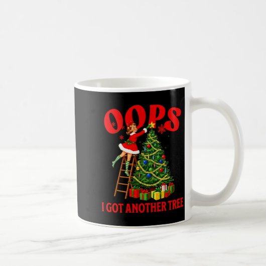 Funny Retro Christmas Oops I Got Another Tree Prem コーヒーマグカップ (右)