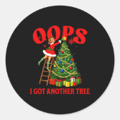 Funny Retro Christmas Oops I Got Another Tree Prem ラウンドシール (正面)