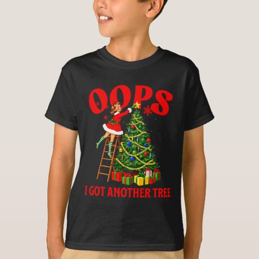 Funny Retro Christmas Oops I Got Another Tree Prem Tシャツ (正面)