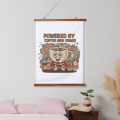 Funny Retro Coffee Superhero | Powered by Coffee  吊り下げ型タペストリー (寝室)