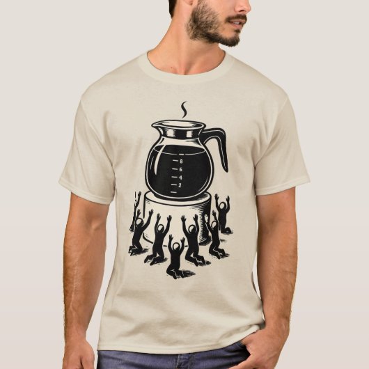 Funny Retro Coffee – Worship Coffee Tシャツ (正面)