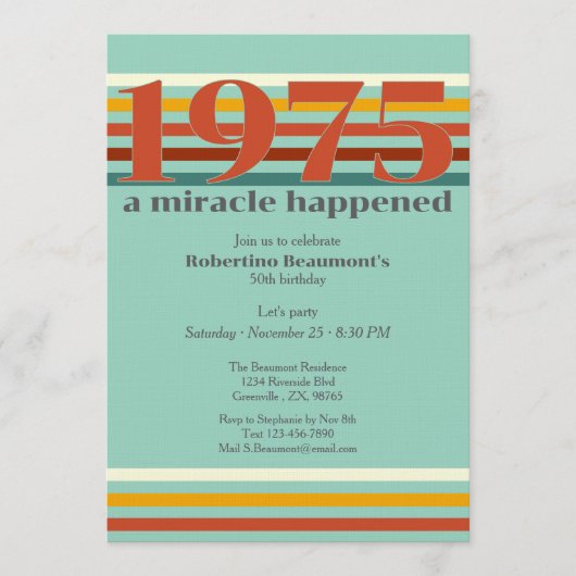 Funny Retro Colors 50th Birthday Party 招待状 (正面)