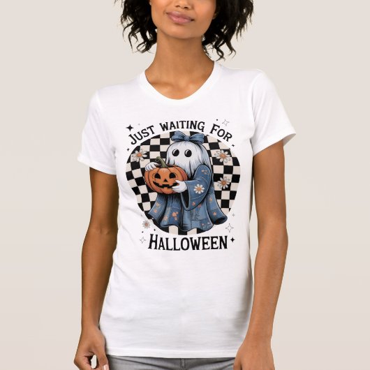 Funny Retro Denim Coquette  Halloween Ghost Tシャツ (正面)