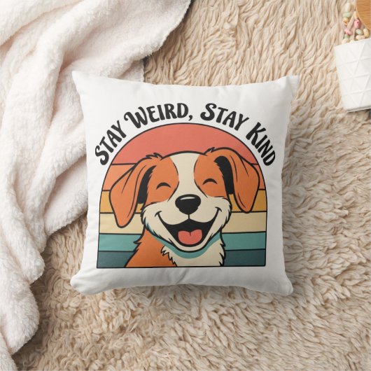 Funny Retro Dog Square Throw Pillow クッション (ブランケット)
