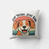 Funny Retro Dog Square Throw Pillow クッション (裏面)