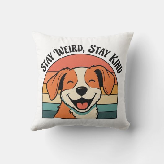 Funny Retro Dog Square Throw Pillow クッション (裏面)