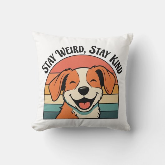 Funny Retro Dog Square Throw Pillow クッション (正面)