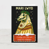 Funny Retro Folklore Skeleton Horse Mari Lwyd Yule カード (正面)