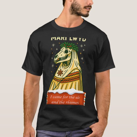 Funny Retro Folklore Skeleton Horse Mari Lwyd Yule Tシャツ (正面)