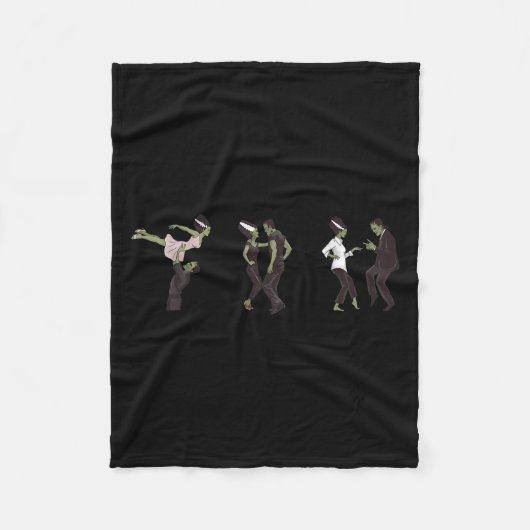 Funny Retro Frankenstein Monster And Bride Dancing フリースブランケット (正面)