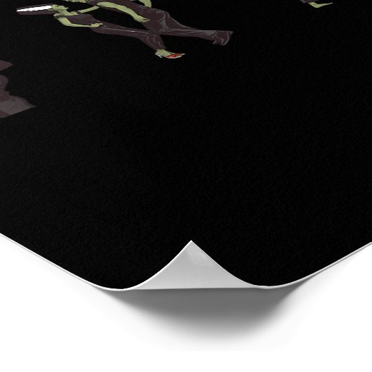 Funny Retro Frankenstein Monster And Bride Dancing ポスター (角)