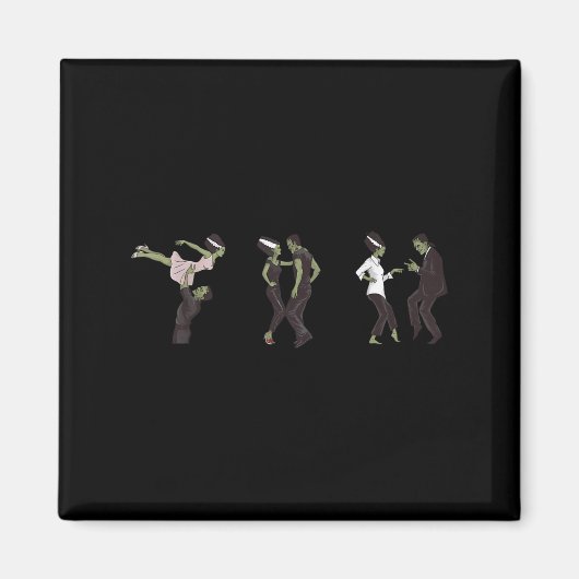 Funny Retro Frankenstein Monster And Bride Dancing マグネット (正面)