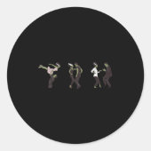 Funny Retro Frankenstein Monster And Bride Dancing ラウンドシール (正面)