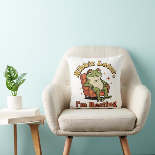 Funny Retro Frog Square Throw Pillow クッション (椅子)