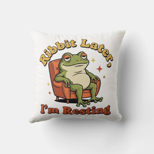 Funny Retro Frog Square Throw Pillow クッション (裏面)