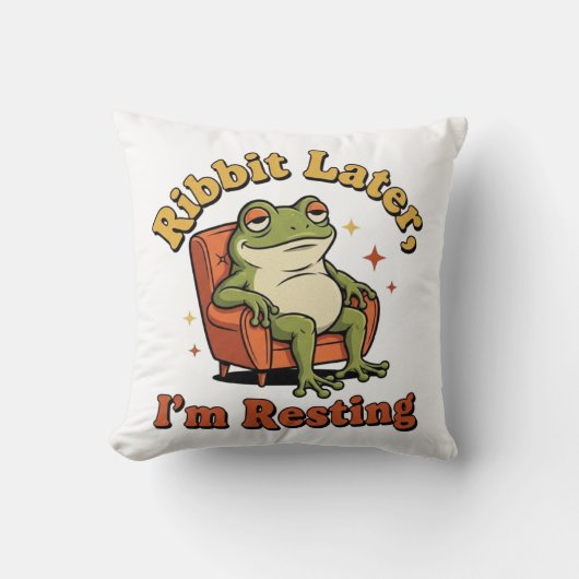 Funny Retro Frog Square Throw Pillow クッション (正面)