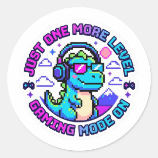 Funny Retro Gamer Sticker - Just One More Level Pi ラウンドシール