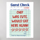 Funny Retro Guest Check Chef Was Cute Poster  ポスター (正面)