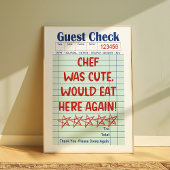 Funny Retro Guest Check Chef Was Cute Poster  ポスター
