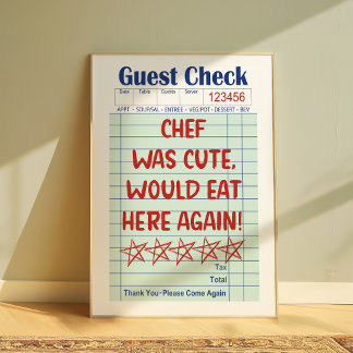 Funny Retro Guest Check Chef Was Cute Poster  ポスター