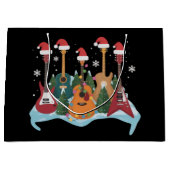 Funny Retro Guitar Christmas Tree Holiday Xmas ラージペーパーバッグ (正面)