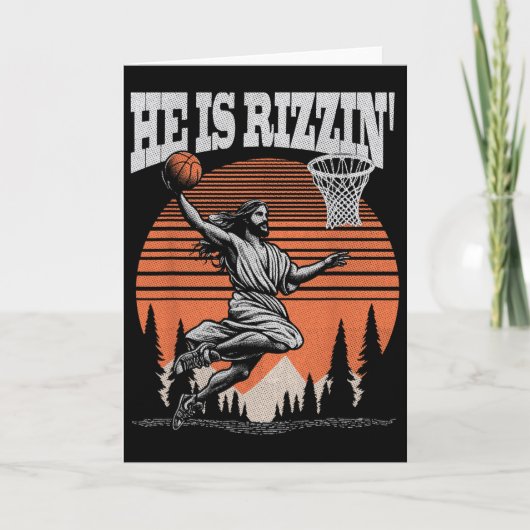 Funny Retro He Is Rizzin Christian Easter Playing カード (正面)