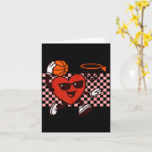 Funny Retro Heart Graphic Basketball Player Kids V カード (黄色い花)