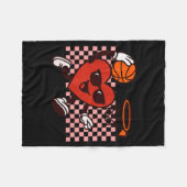 Funny Retro Heart Graphic Basketball Player Kids V フリースブランケット (正面(横))