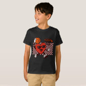 Funny Retro Heart Graphic Basketball Player Kids V Tシャツ (正面フル)