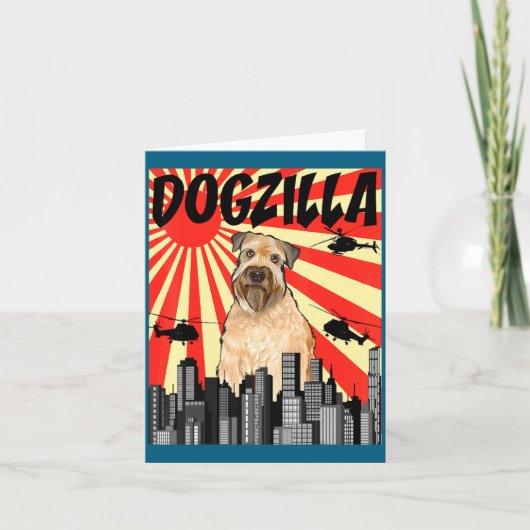 Funny Retro Japanese Dogzilla Soft Coated Wheaten  カード (正面)