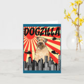 Funny Retro Japanese Dogzilla Soft Coated Wheaten  カード (黄色い花)