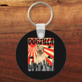 Funny Retro Japanese Dogzilla Soft Coated Wheaten  キーホルダー (正面)
