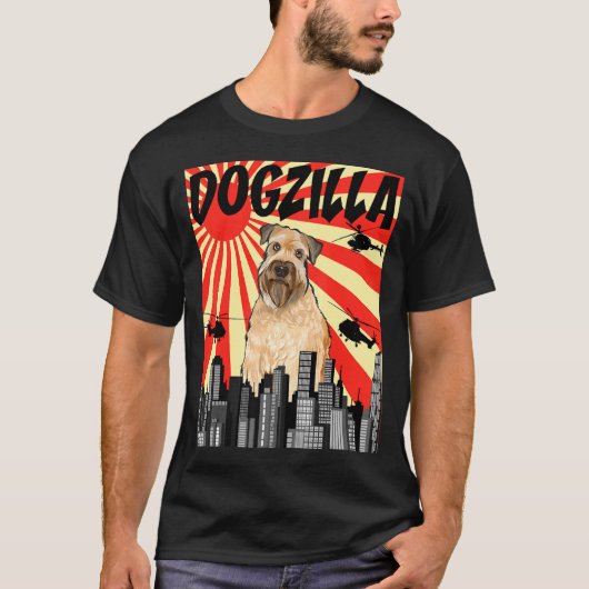 Funny Retro Japanese Dogzilla Soft Coated Wheaten  Tシャツ (正面)