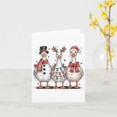 Funny Retro Merry Goosemas Christmas Silly Goose X カード (黄色い花)