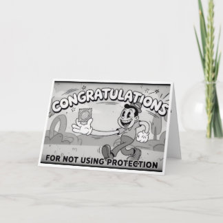 Funny Retro "Not Using Protection" Baby Card サンキューカード