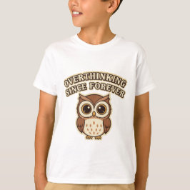 Funny Retro Owl Thinking Kids T-Shirt Tシャツ