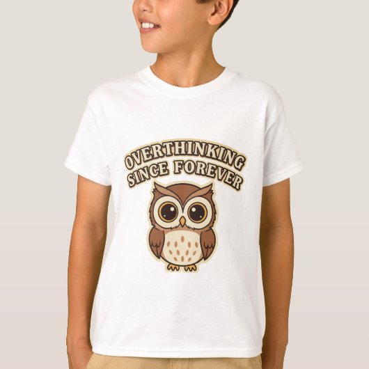Funny Retro Owl Thinking Kids T-Shirt Tシャツ (正面)