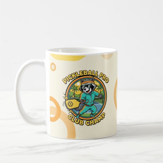 Funny Retro Pickleball Raccoon Gift コーヒーマグカップ (左)