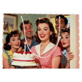 Funny Retro Pop Art Birthday Party Surprise ラージペーパーバッグ (裏面)