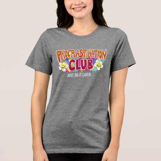 Funny Retro Procrastination Club  Rainbow トライブレンドＴシャツ (正面)