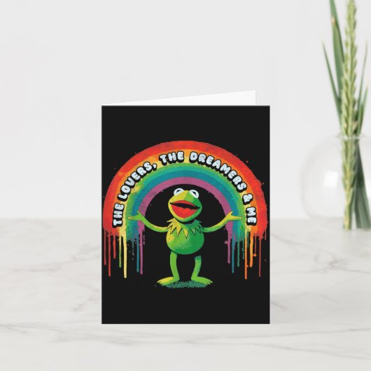 Funny Retro Rainbow Frog Connection The Lovers The カード (正面)